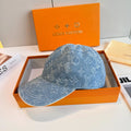 LV Blue and White Sun-Protective Denim Baseball Cap